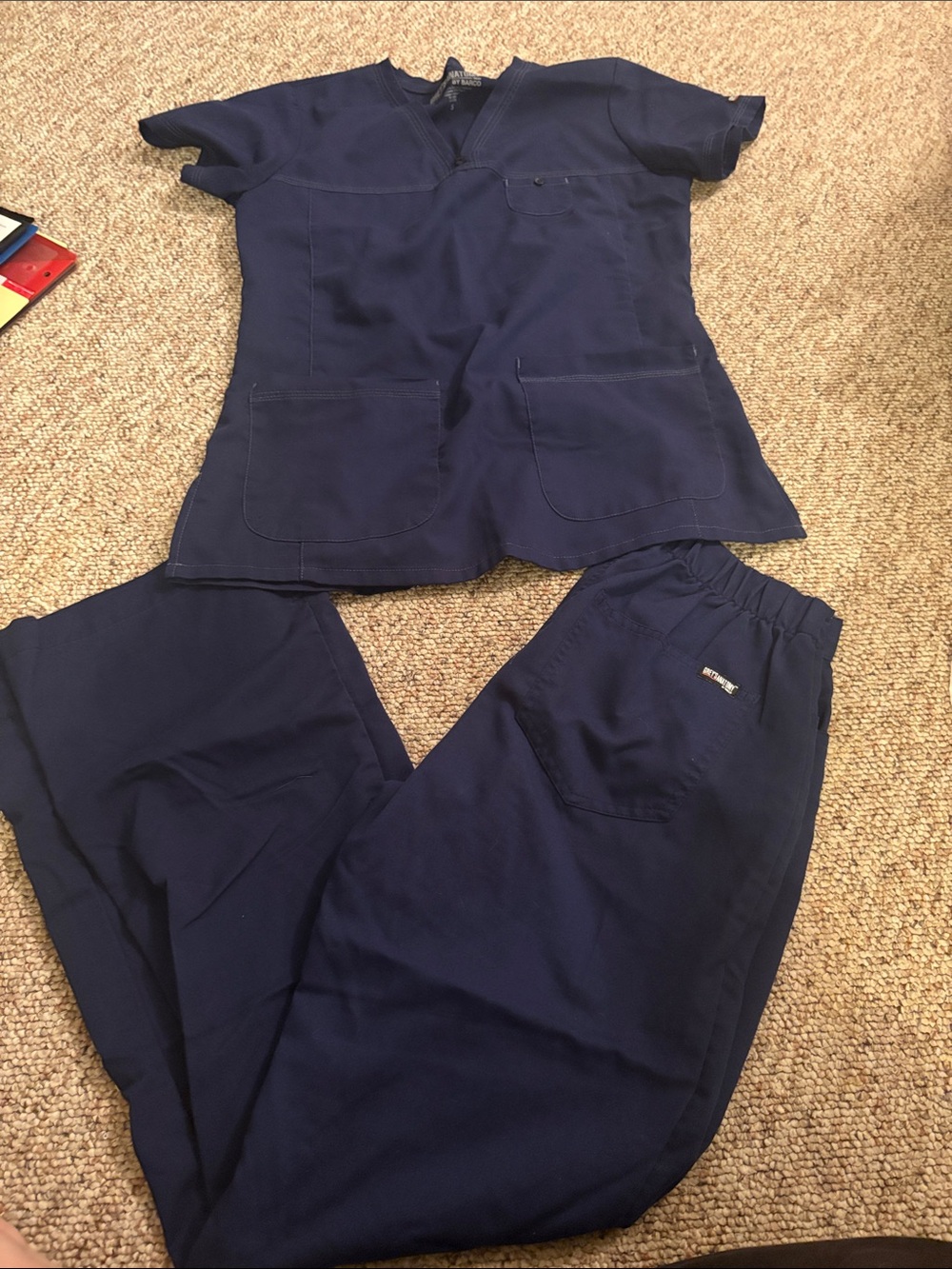 Navy Women's Scrub Pants (xs) and Top (s)- Comfortable Workwear